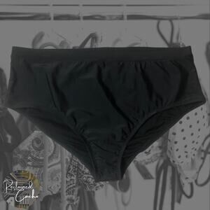 Pink Envelope Black High-Waisted Bikini Bottoms - Size 3X